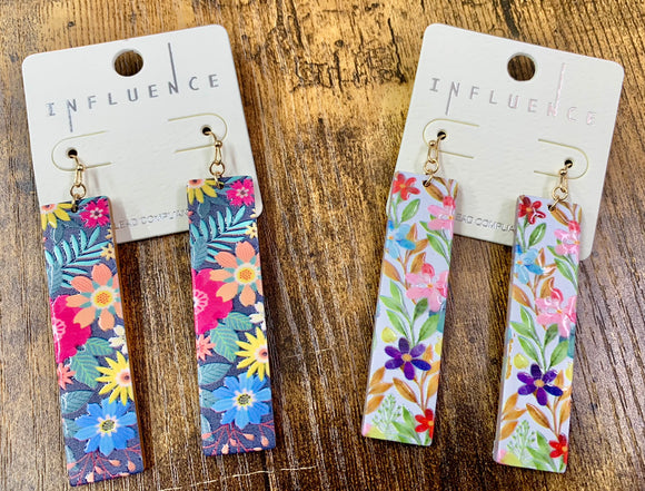 WS Floral Rectangle Earrings