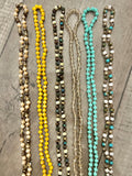 WS 60” Skinny 6mm Crystal Bead Necklace- Multiple Colors