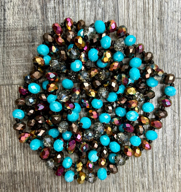 (WS) 60” Beaded Wrap Necklace- Multi #48