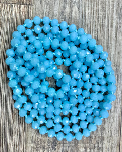 60” Beaded Wrap Necklace- Baby Blue Op