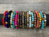 (WS) Leopard Accented Bead Bracelets - Multiple Colors