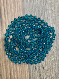 (WS) 60” Beaded Necklace- Transparent Teal