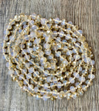 60” Beaded Wrap Necklace- Clear Frost/Champagne Mix