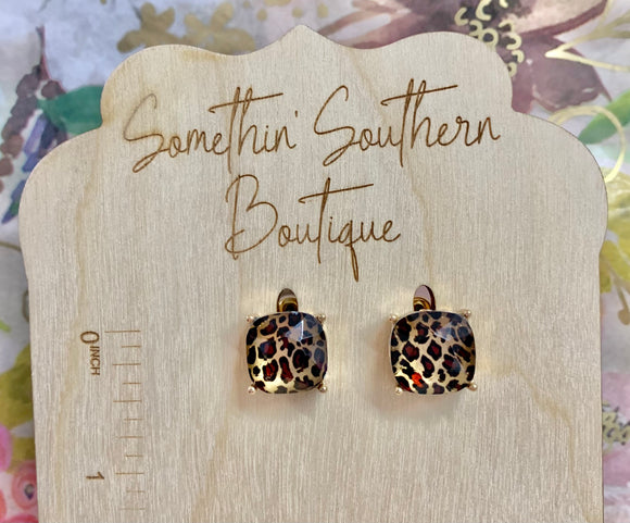 Square Animal Print Studs- Multiples Choices