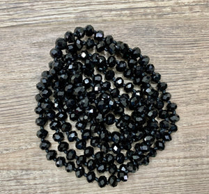 60” Beaded Wrap Necklace-  Black
