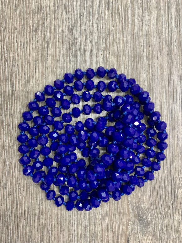 (WS) 60” Beaded Wrap Necklace- Royal Blue