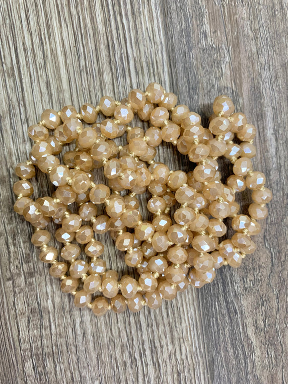 (WS) 60” Beaded Wrap Necklace- Champagne Op