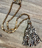 Leopard Tassel Necklace- Bronze
