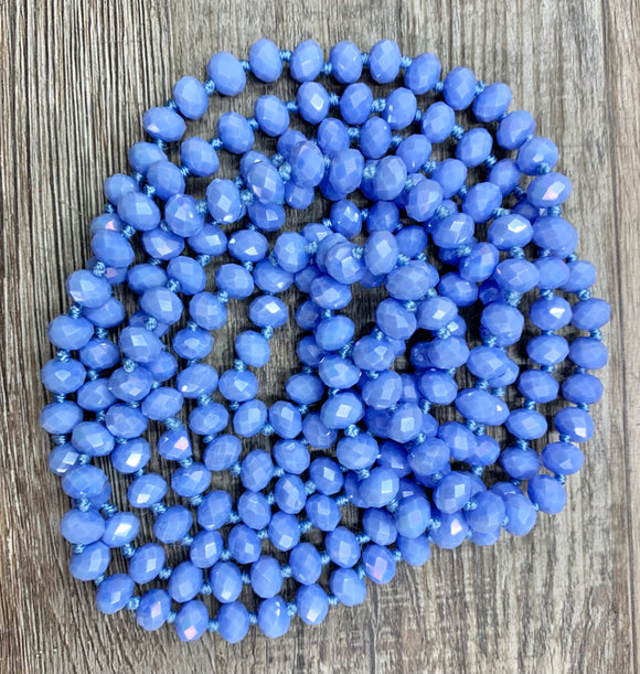 (WS) 60” Beaded Wrap Necklace- Periwinkle Blue Ab