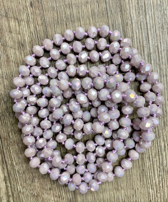 (WS) 60” Beaded Necklace- Lilac Ab