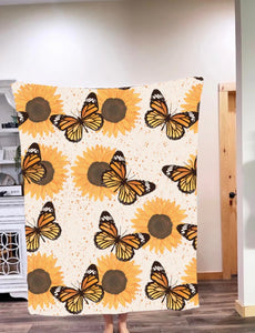 Butterflies and Sunflowers Cozy Blanket