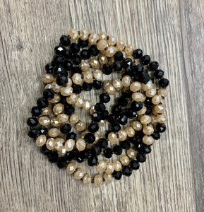60” Beaded Wrap Necklace- Champagne Black
