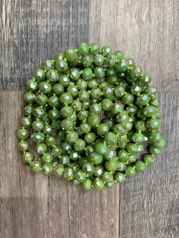 (WS) 60” Beaded Wrap Necklace- Olive Ab