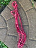 (WS) 60” Beaded Necklace- Neon Pink