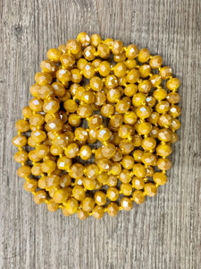 (WS) 60” Beaded Wrap Necklace- Mustard