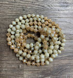 (WS) 60”  Beaded Wrap Necklace- Champagne Ivory
