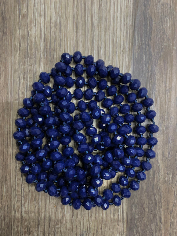 (WS) 60” Beaded Necklace- Navy