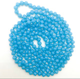 60” Beaded Wrap Necklace- Baby Blue Op