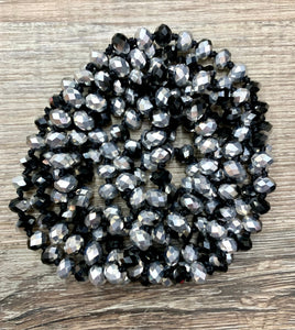 (WS) 60” Beaded Necklace- Chromed Black