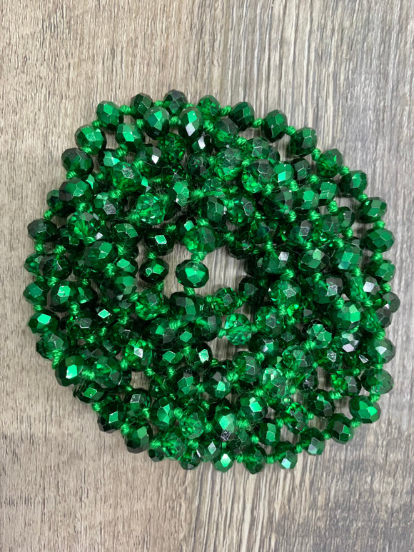 (WS) 60” Beaded Wrap Necklace- Metallic Emerald