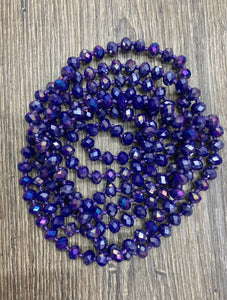 (WS) 60” Beaded Wrap Necklace- Violet Ab
