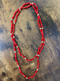 Rae’s Red Beaded Necklace with Ornate Gold Accents