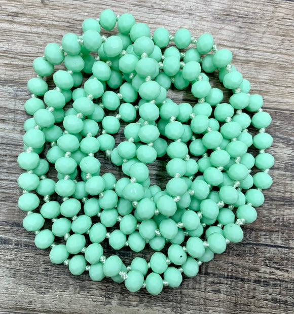 (WS) 60” Beaded Necklace- Mint Op