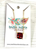 Red Buffalo Plaid Necklace on Gold Chain