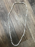 Short Beaded Necklace, White & Gold