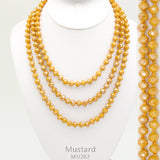 (WS) 60” Beaded Wrap Necklace- Mustard