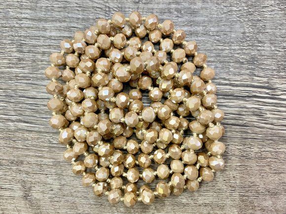 (WS) 60”  Beaded Wrap Necklace- Cappuccino
