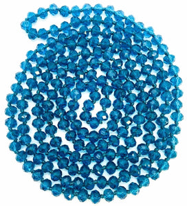 60” Beaded Necklace- Transparent Teal