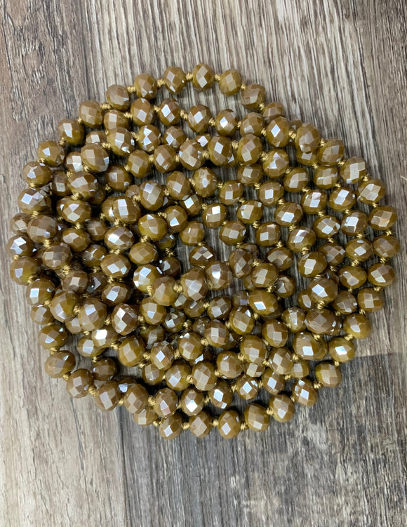 (WS) 60” Beaded Wrap Necklace- Light Brown