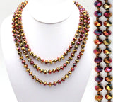 (WS) 60” Beaded Wrap Necklace- Burgundy Gold