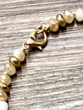 Short Beaded Necklace, Beige & Gold