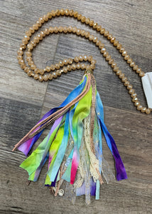 “Dyeing to Meet You” Beaded Tassel Necklace