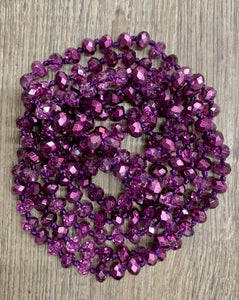 60” Beaded Wrap Necklace- Metallic Purple