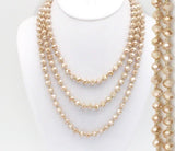 (WS) 60” Beaded Wrap Necklace- Champagne Op