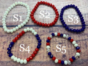 (WS) Bead Bracelet Singles- Red, White, and Blue