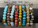 (WS) Leopard Accented Bead Bracelets - Multiple Colors