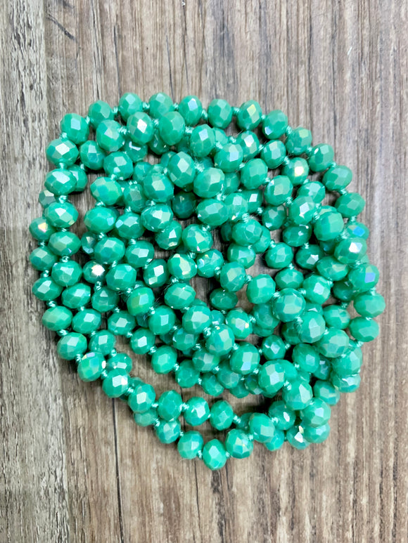 60” Beaded Necklace- Sea Green Ab