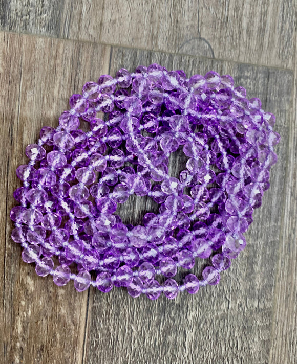(WS) 60” Beaded Necklace- Transparent Lavender