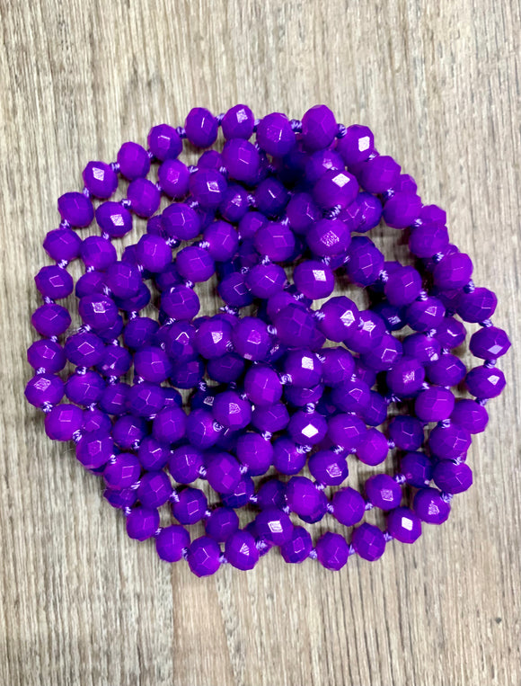 60” Beaded Wrap Necklace- Purple