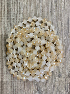 (WS) 60”  Beaded Wrap Necklace- Cream Champagne
