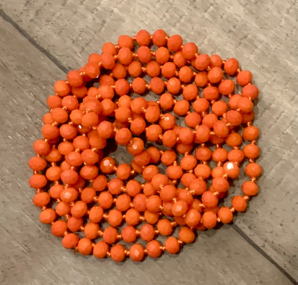 (WS) 60” Beaded Necklace- Soft Orange