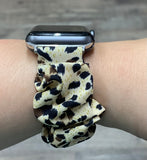 Scrunchie Smart Watch Band- Tan Leopard