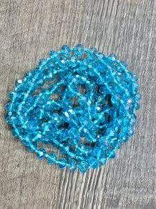 (WS) 60” Beaded Wrap Necklace- Aquamarine