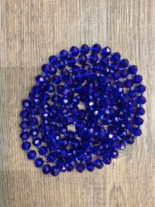 60” Beaded Necklace- Transparent Royal Blue