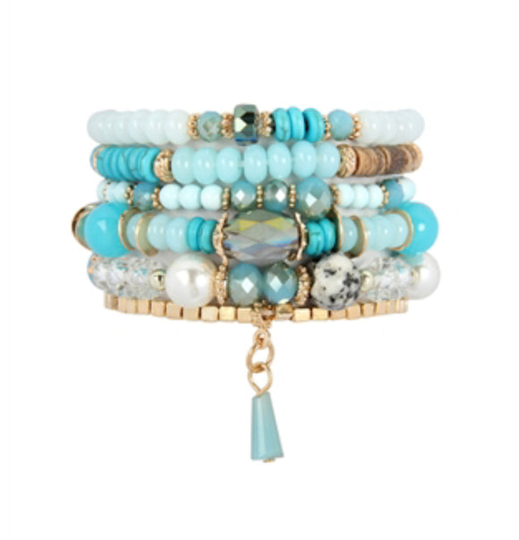 6pc Bracelet Stack- Turquoise