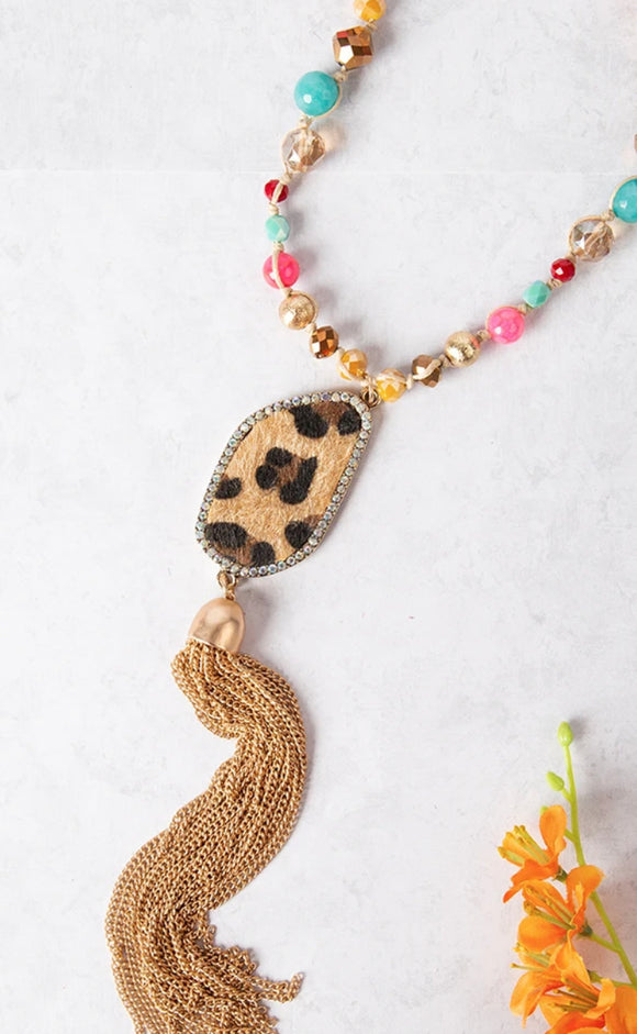 “You Go Girl” Beaded Tassel Necklace